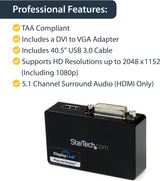 StarTech.com Adaptateur USB 3.0 vers HDMI avec concentrateur USB USB32HDEH