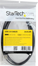 StarTech.com Câble de charge et synchronisation micro-USB 2 m (6 pi) - Micro-USB à angle gauche