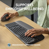 Logitech Wave Keys for Business, clavier ergonomique sans fil avec repose-poignets