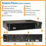 Smartpro 1500VA 2U RT 120V LINE NT 5-15P 8OUT 5-15R LCD/USB DB9