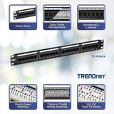 TRENDnet 24-Port Cat6 Unshielded Patch Panel, Wallmount or Rackmount