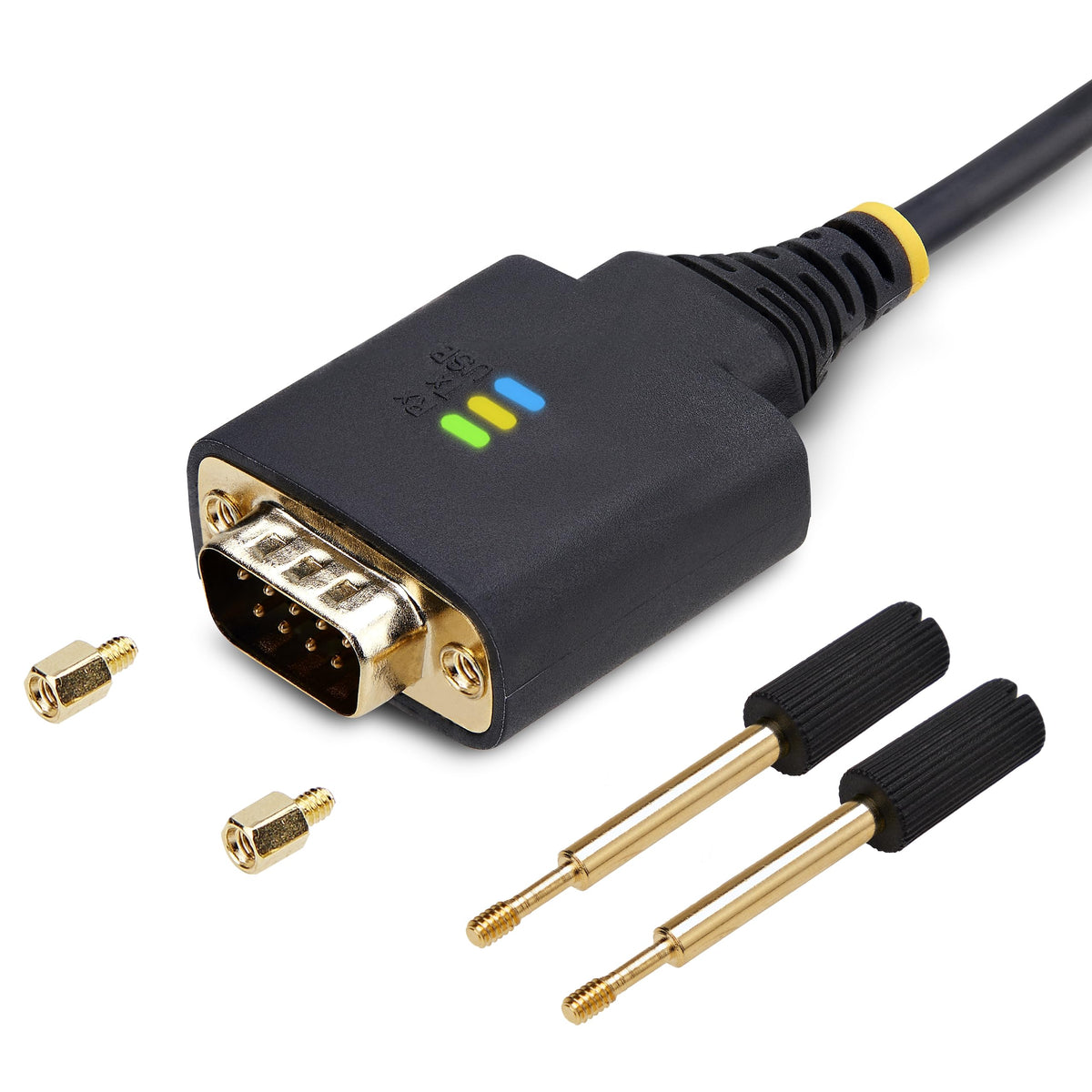 StarTech 6.6FT (2M) USB to Serial Adapter Cable, COM Retention, Interchangeable Screws/NUTS, USB-A to DB9 RS232, FTDI IC, ESD Protection