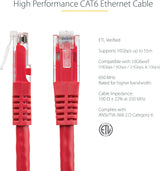 StarTech.com 50ft CAT6 Ethernet Cable - Red CAT 6 Gigabit Ethernet Wir