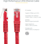 StarTech.com 50ft CAT6 Ethernet Cable - Red CAT 6 Gigabit Ethernet Wir