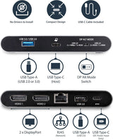 StarTech.com USB C Dock - 4K Dual Monitor DisplayPort - Mini Laptop Do