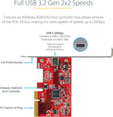 StarTech.com 1-Port USB 3.2 Gen 2x2 PCIe Card, USB-C 20Gbps PCI Expres