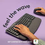 Logitech Wave Keys Wireless Ergonomic Keyboard with Cushioned Palm Res