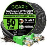 GEARit Cat6 Ethernet Cable 50ft, Direct Burial Outdoor Cat 6 Cable 24A