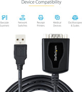 StarTech.com 3ft (1m) USB Serial Cable, DB9 Male RS232 Converter, COM