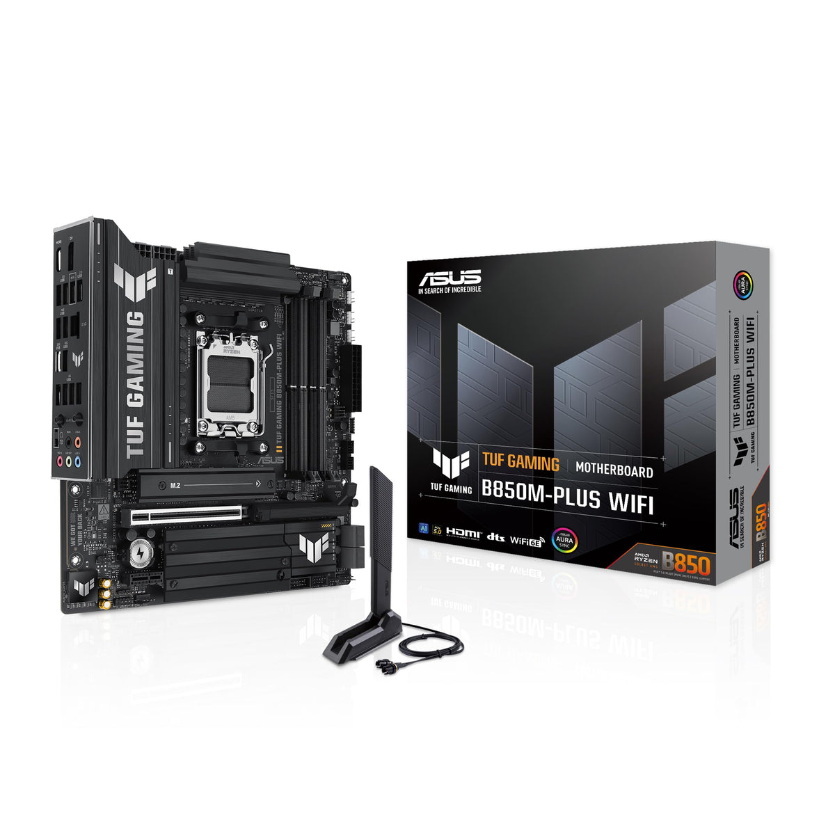 ASUS TUF Gaming B850M-PLUS WiFi AMD AM5 B850 mATX Motherboard, 14+2+1