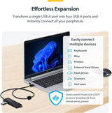 Hub USB-A 4 ports StarTech, SuperSpeed 5 Gbit/s, adaptateur 4 × USB-A, alimentation par le bus