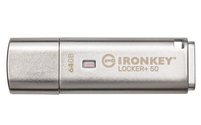 Kingston Ironkey Locker+ 50 64GB Encrypted USB Flash Drive | USB 3.2 G