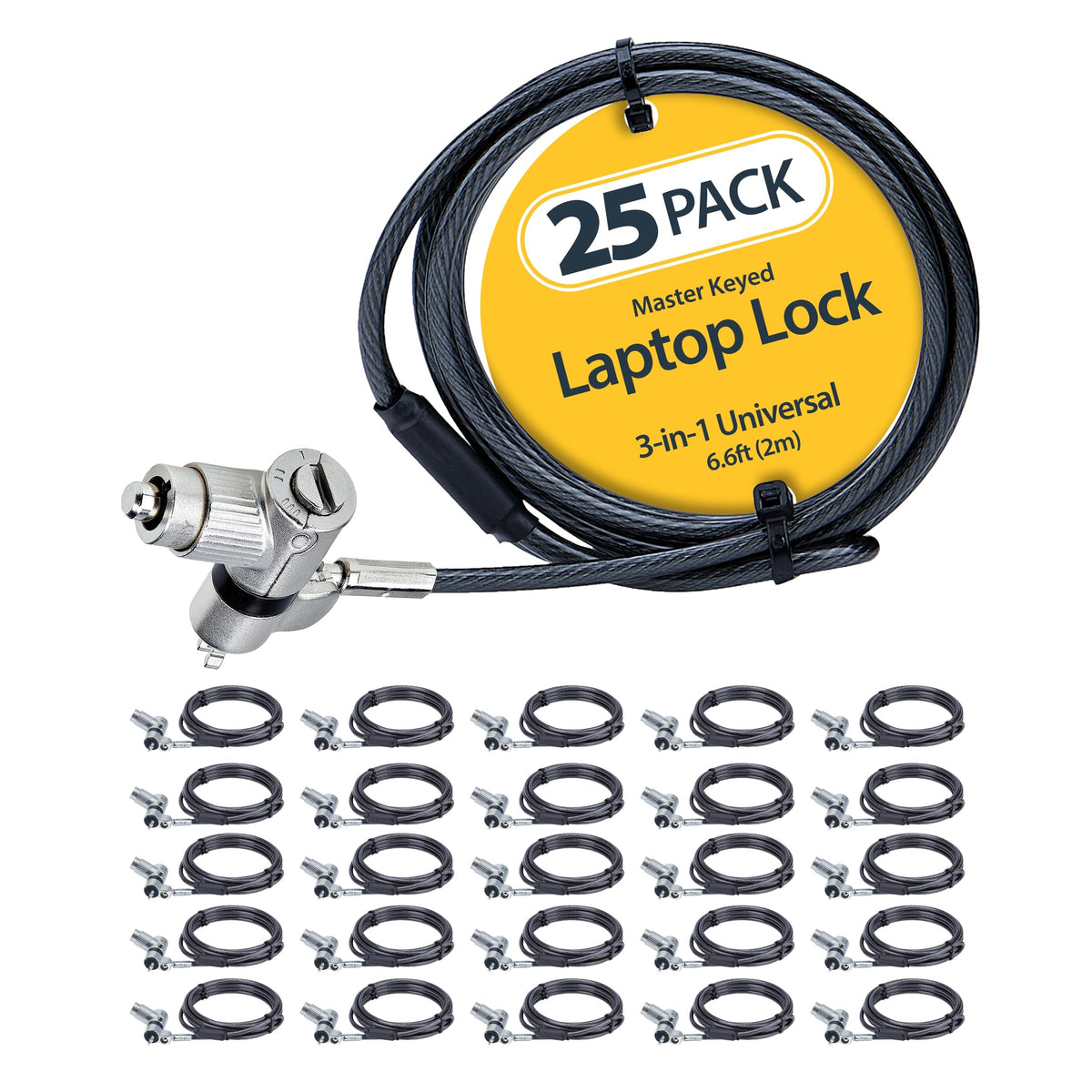 StarTech.com 25-Pack Universal Laptop Lock 6.6ft (2m), Master Keyed Se