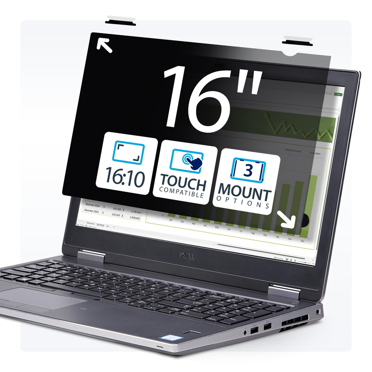 StarTech.com 16-inch 16:10 Flip-Up Privacy Screen with Touch, Laptop S