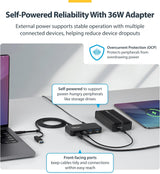 4-PORT SELF-POWERED USB-C HUB, 4X BC 1.2