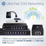 TRENDnet 2.5G PoE+ Injector, TPE-215GI, PoE (15.4W) or PoE+ (30W), 2.5