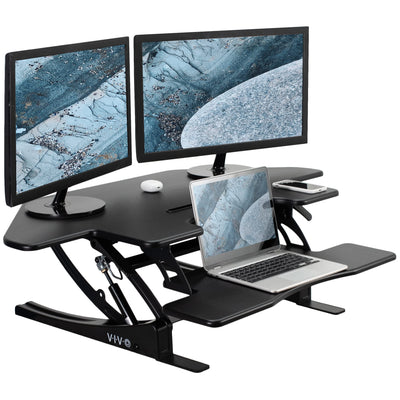 VIVO 43 inch Corner Height Adjustable Cubicle Stand Up Desk Converter,