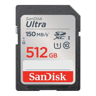 SanDisk 512GB Ultra SDXC UHS-I Memory Card - Up to 150MB/s, C10, U1, F