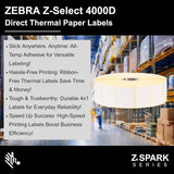 Zebra Z-Select 4000D Label, High Performance Coated, All-Temp Adhesi