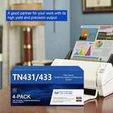 TN433 TN431 TN436 Cartouche de toner 4 emballages Rendement élevé Remplacement pour Brother