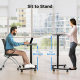 ViewSonic Electric Height Adjustable Mobile Cart with Smooth Motorized LIFT, Laptop Tray, Black.