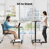 ViewSonic Electric Height Adjustable Mobile Cart with Smooth Motorized LIFT, Laptop Tray, Black.