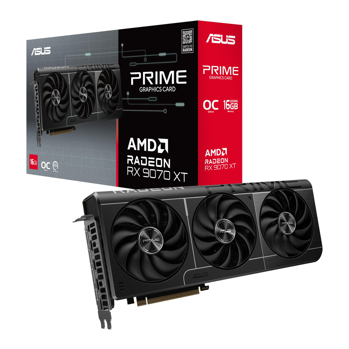 ASUS Prime Radeon™ RX 9070 XT OC Edition Graphics Card (PCIe 5.0, HDMI