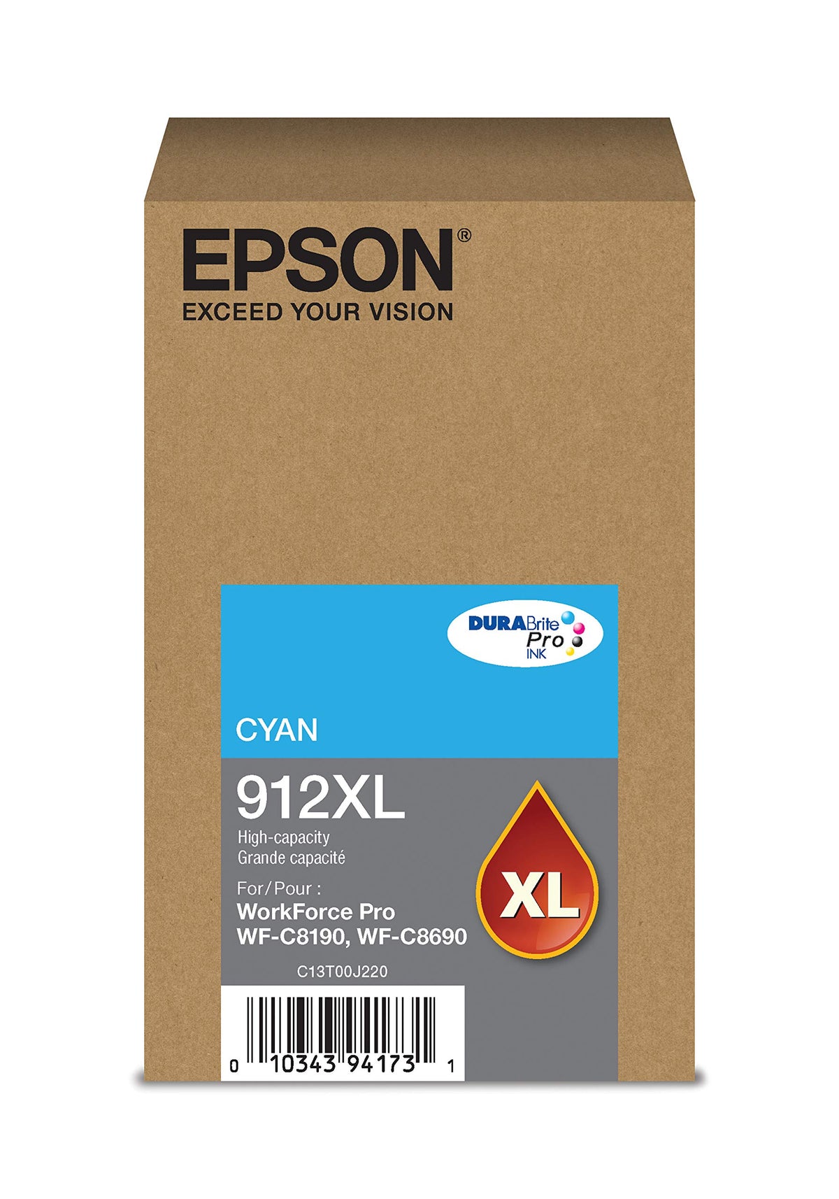 Epson T912XL220 DuraBrite High Capacity Cyan Ink