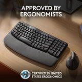 Logitech Wave Keys Wireless Ergonomic Keyboard with Cushioned Palm Res