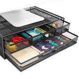 MOUNT-IT! Mesh Computer Monitor Stand Riser [Metal] Desk Organizer wit