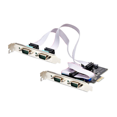StarTech 4-PORT Serial PCIE Card, Quad-Port PCI Express to RS232/RS422/RS485 (DB9) Serial Card, 16C1050 UART, ESD Protection, Windows/Linux, TAA-Compl