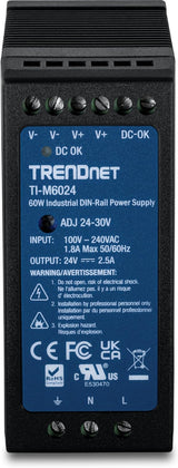 Alimentation montage DIN TRENDnet 60 W, 24 V CC, 2,5 A CA à CC, universel