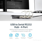 StarTech.com 4 Port USB to DB9 RS232 Serial Adapter Hub ICUSB2324I (Bl