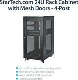 StarTech 24U Enterprise-Grade Server Rack Cabinet Kit, 19in Enclosed 4
