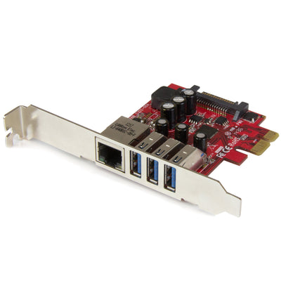 STARTECH 3 Port PCI Express USB 3.0 Card Plus Gigabit Ethernet, Fits S