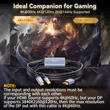 8K HDMI 2.1 to DisplayPort 1.4 Adapter Cable, HDMI to DP Cable 8K@30Hz