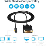 StarTech.com USB-C to DVI Cable - 6 ft / 2m - 1080p - 1920x1200 - USB-