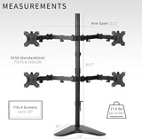 Support de bureau premium pour quatre écrans 30 pouces