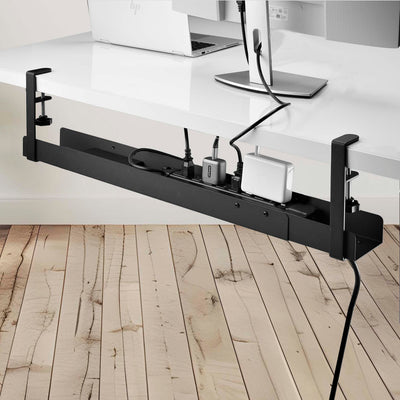 StarTech.com Under Desk Cable Management Tray, Length Adjustable, Clam