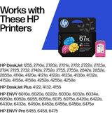 Cartouche d'encre trois couleurs grande capacité HP 67XL authentique, compatible avec les imprimantes HP De