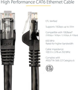 StarTech.com 25ft CAT6 Ethernet Cable - Black CAT 6 Gigabit Ethernet W