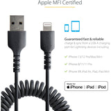 StarTech.com 50cm (20in) USB to Lightning Cable, MFi Certified, Coiled