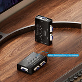 Commutateur KVM USB VGA 2 ports avec concentrateur USB 4 ports câbles inclus