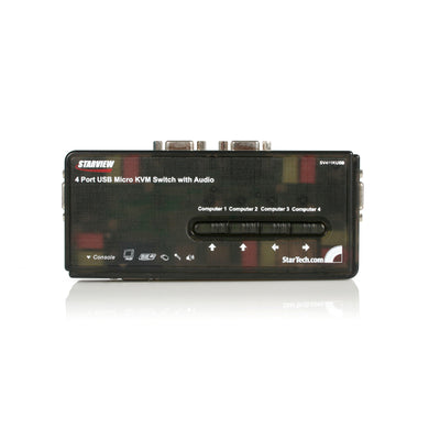 StarTech.com 4 Port Black USB KVM Switch Kit with Cables and Audio - D
