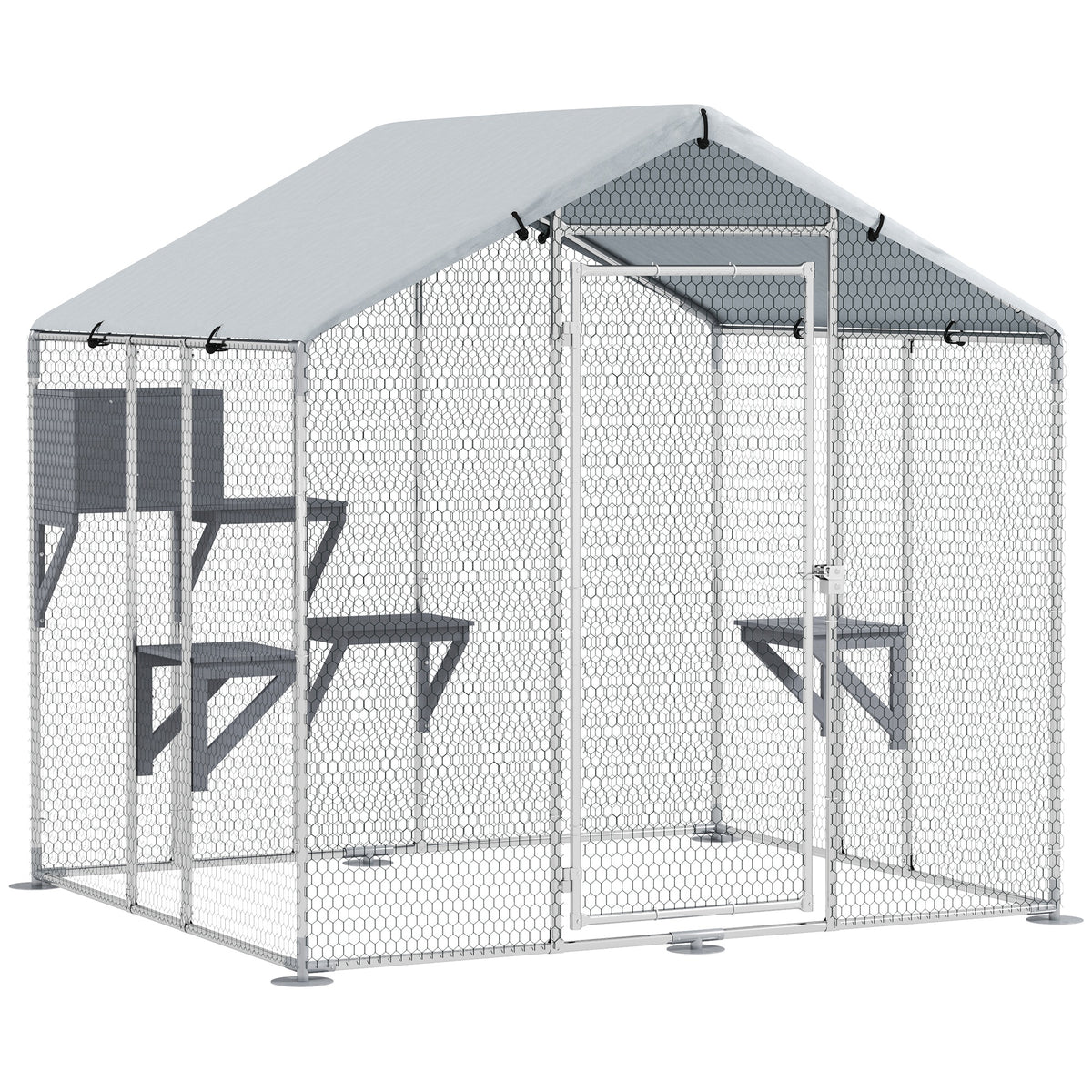 Grand meuble de catio en métal pour l'extérieur de 79 po avec housse imperméable, 4 plateformes