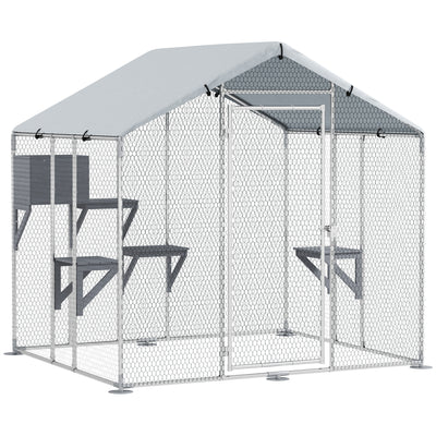 Grand meuble de catio en métal pour l'extérieur de 79 po avec housse imperméable, 4 plateformes