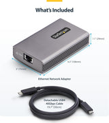 STARTECH USB4 TO ETHERNET ADAPTER, 10GBE, MULTI-GIGABIT, THUNDERBOLT 3 COMPATIBLE, 10GBASE-T/5G/2.5G NIC, 10G ETHERNET ADAPTER, 0.5M USB4 CABLE,