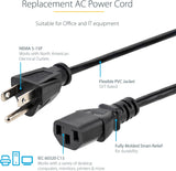 StarTech.com 12 ft Standard Computer Power Cord - NEMA5-15P to C13 - 1