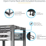 StarTech 15U 4-Post Server Rack, 19in Open Frame Rack with 40in (101cm