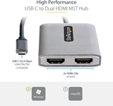 StarTech.com USB-C to Dual HDMI Adapter, USB Type-C Multi-Monitor MST